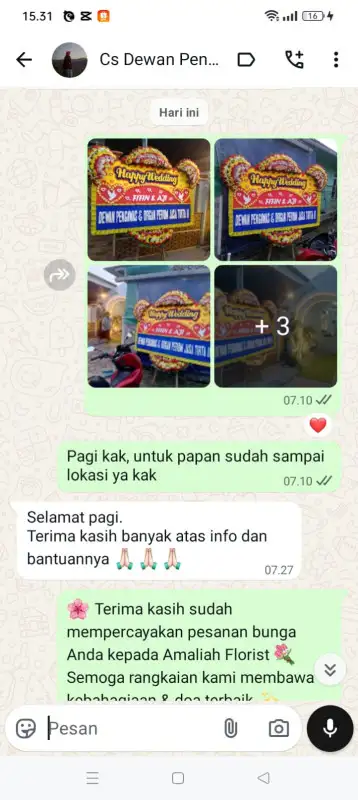 Order Testimonial papan bunga di Jakarta Selatan